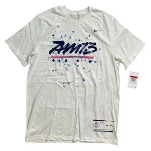 New‎ Nike Alex Morgan AM13 Soccer Off White Pink Blue Splatter Mens Shirt Sz L